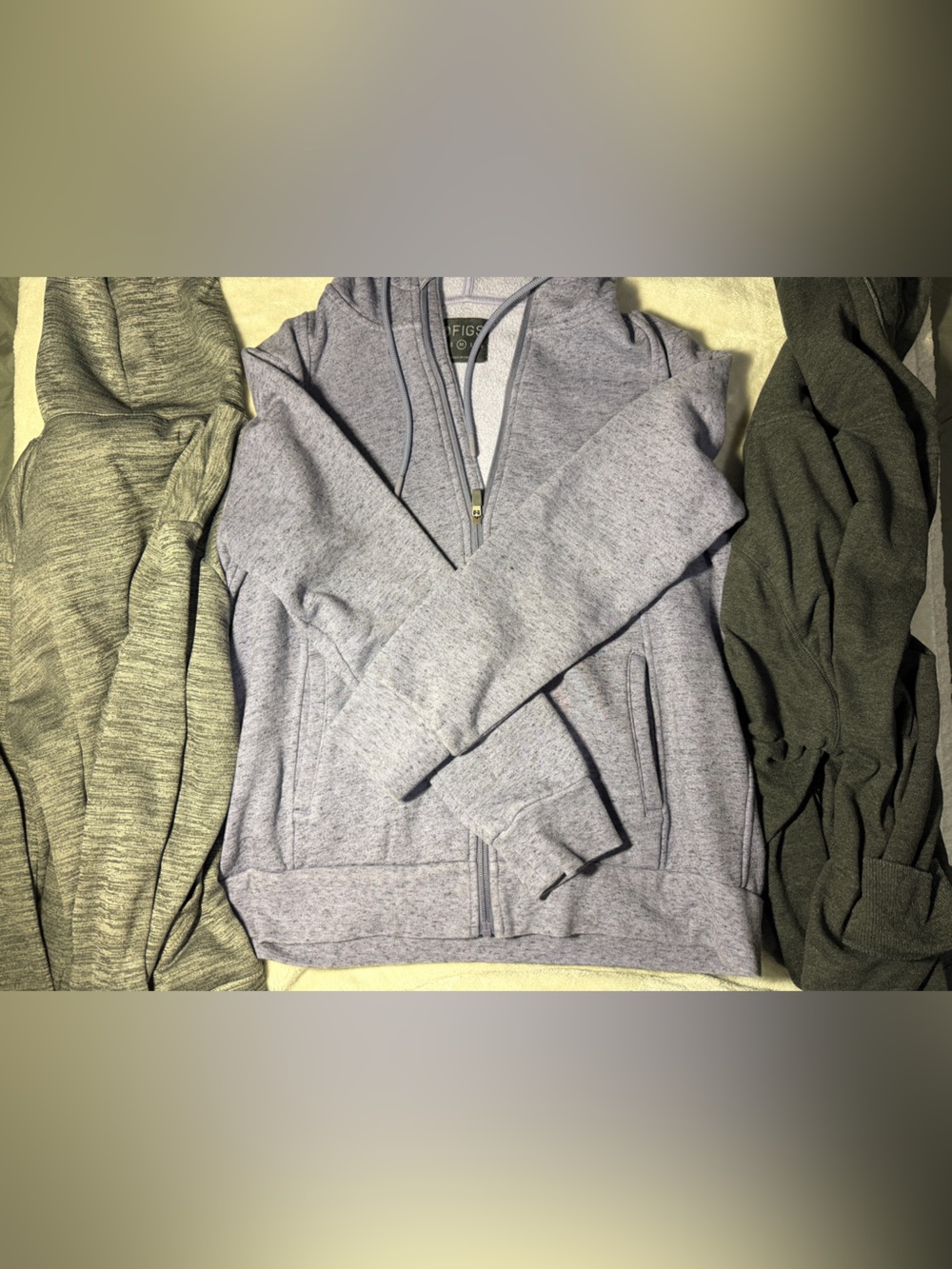 Figs Heathered Lavender Full-Zip Hooded zip up - Picture 4 of 4